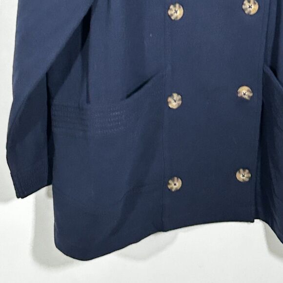 J.Jill Jacket Size 2x Navy Blue Double Breasted Pockets Cotton Preppy Womens - Picture 5 of 9